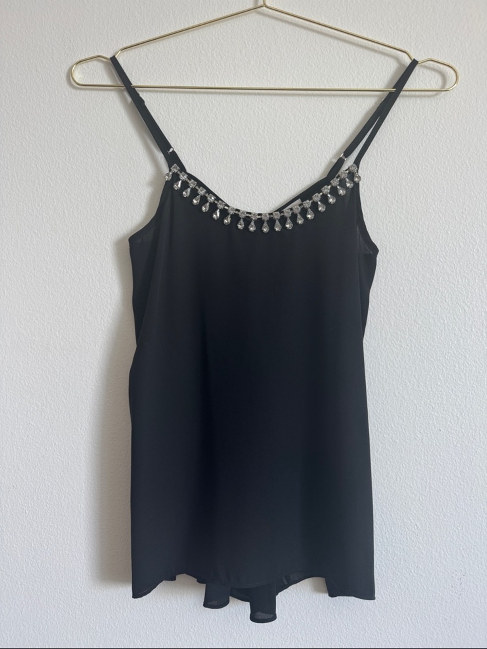 Bar III Black Spaghetti-Strap Top with Rhinestones